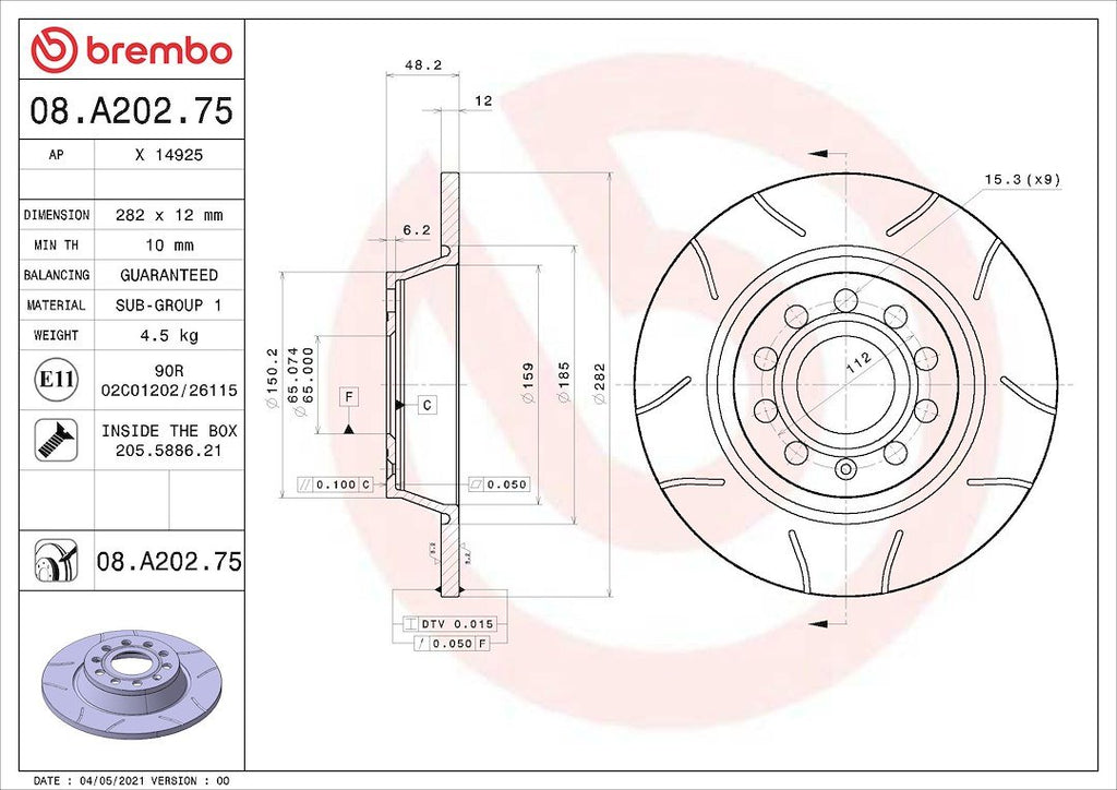 Brembo 08A20275C02 BRAKE DISC