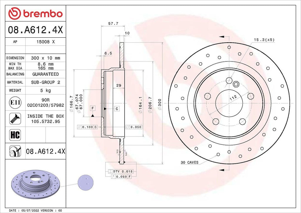 Brembo 08A6124XC02 BRAKE DISC