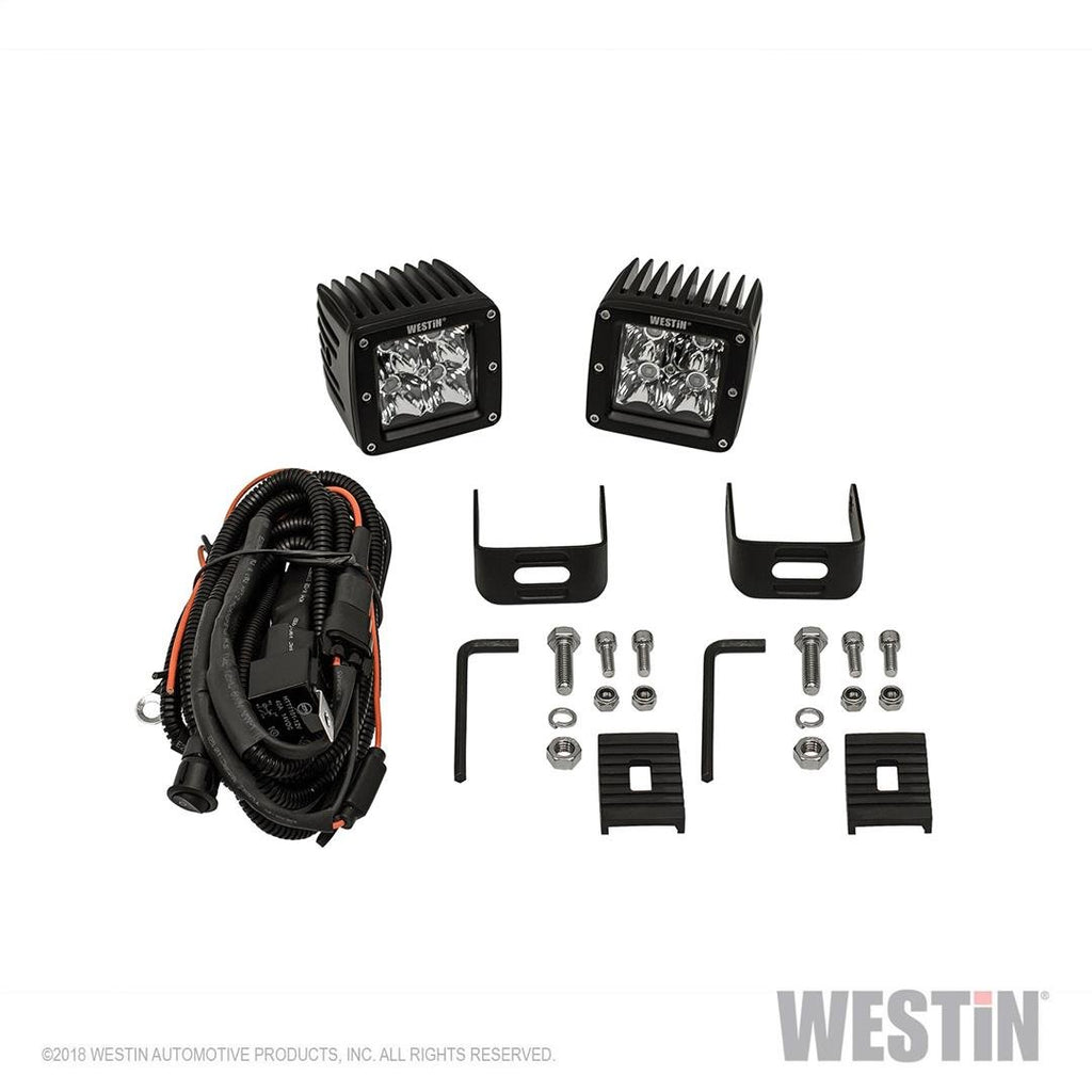 Westin 09-12200B-PR HyperQ LED Auxiliary Light; Pair; 3.2 x 3 in. 5W Cree Flood Beam;