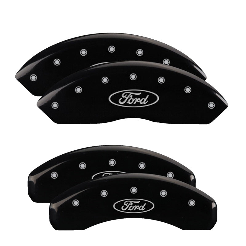 MGP Caliper Covers 10009SFRDBK Set of 4: Black finish, Silver Ford Oval Logo