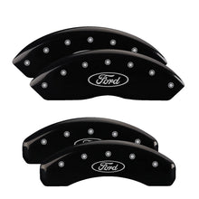 Load image into Gallery viewer, MGP Caliper Covers 10009SFRDBK Set of 4: Black finish, Silver Ford Oval Logo