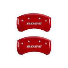 Load image into Gallery viewer, MGP Caliper Covers 10010RBSSRD Rear Set of 2: Red finish, Silver BOSS (Rear Only)