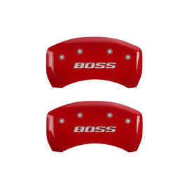 MGP Caliper Covers 10010RBSSRD Rear Set of 2: Red finish, Silver BOSS (Rear Only)