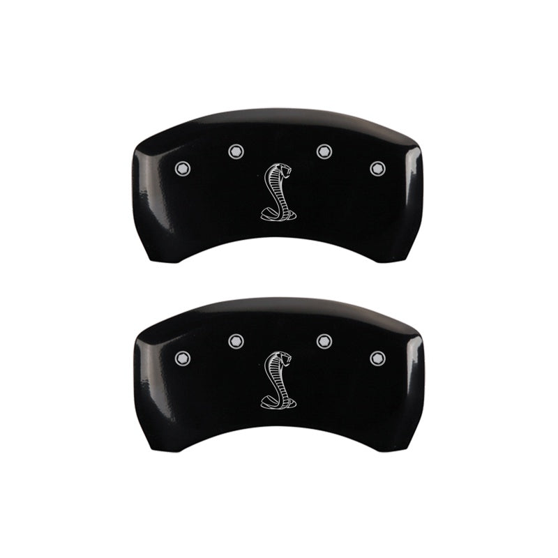 MGP Caliper Covers 10010RCNKBK Rear Set of 2: Black finish, Silver COBRA / Tiffany Snake Logo