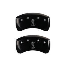 Load image into Gallery viewer, MGP Caliper Covers 10010RCNKBK Rear Set of 2: Black finish, Silver COBRA / Tiffany Snake Logo