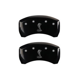 MGP Caliper Covers 10010RCNKBK Rear Set of 2: Black finish, Silver COBRA / Tiffany Snake Logo