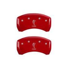 Load image into Gallery viewer, MGP Caliper Covers 10010RCNKRD Rear Set of 2: Red finish, Silver COBRA / Tiffany Snake Logo