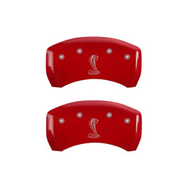 MGP Caliper Covers 10010RCNKRD Rear Set of 2: Red finish, Silver COBRA / Tiffany Snake Logo
