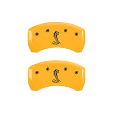 Load image into Gallery viewer, MGP Caliper Covers 10010RCNKYL Rear Set of 2: Yellow finish, Black COBRA / Tiffany Snake Logo