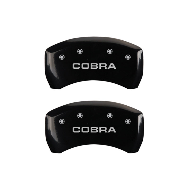 MGP Caliper Covers 10010RCOBBK Rear Set of 2: Black finish, Silver COBRA