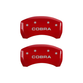 MGP Caliper Covers 10010RCOBRD Rear Set of 2: Red finish, Silver COBRA