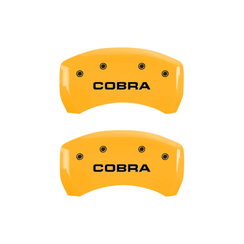 MGP Caliper Covers 10010RCOBYL Rear Set of 2: Yellow finish, Black COBRA