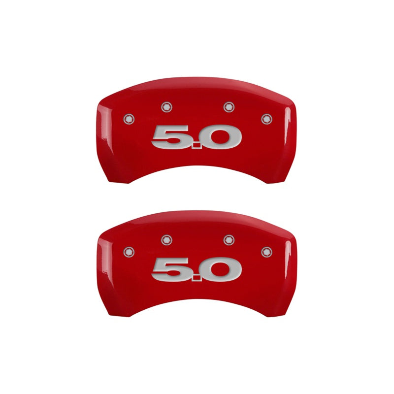 MGP Caliper Covers 10010RM50RD Rear Set of 2: Red finish, Silver Mustang / 5.0 (2011)