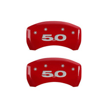 Load image into Gallery viewer, MGP Caliper Covers 10010RM50RD Rear Set of 2: Red finish, Silver Mustang / 5.0 (2011)