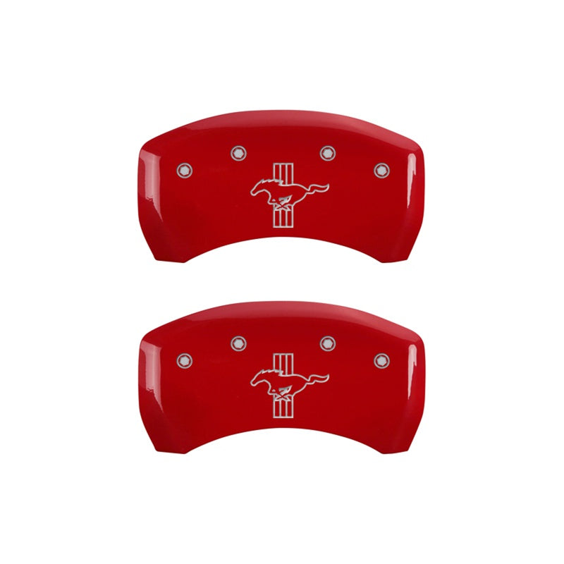 MGP Caliper Covers 10010RMB1RD Rear Set of 2: Red finish, Silver Mustang / Bar & Pony (S197)