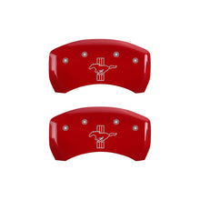 Load image into Gallery viewer, MGP Caliper Covers 10010RMB1RD Rear Set of 2: Red finish, Silver Mustang / Bar &amp; Pony (S197)