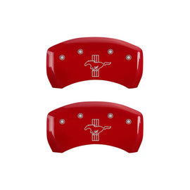 MGP Caliper Covers 10010RMB1RD Rear Set of 2: Red finish, Silver Mustang / Bar & Pony (S197)