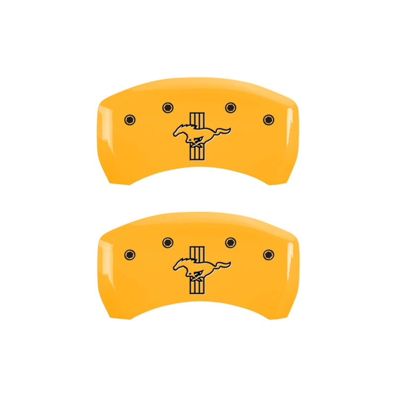 MGP Caliper Covers 10010RMB1YL Rear Set of 2: Yellow finish, Black Mustang / Bar & Pony (S197)
