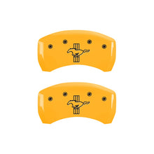 Load image into Gallery viewer, MGP Caliper Covers 10010RMB1YL Rear Set of 2: Yellow finish, Black Mustang / Bar &amp; Pony (S197)