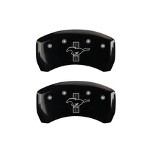 Load image into Gallery viewer, MGP Caliper Covers 10010RMB2BK Rear Set of 2: Black finish, Silver Mustang / Bar &amp; Pony (2015)