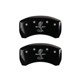 MGP Caliper Covers 10010RSBYBK Rear Set of 2: Black finish, Silver Shelby / Tiffany Snake Engraving