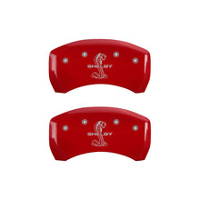 Load image into Gallery viewer, MGP Caliper Covers 10010RSBYRD Rear Set of 2: Red finish, Silver Shelby / Tiffany Snake Engraving