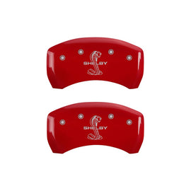 MGP Caliper Covers 10010RSBYRD Rear Set of 2: Red finish, Silver Shelby / Tiffany Snake Engraving