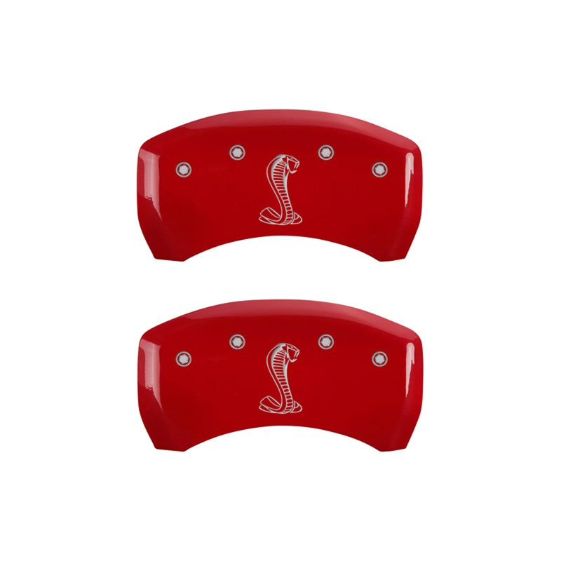 MGP Caliper Covers 10010RSNKRD Rear Set of 2: Red finish, Silver Tiffany Snake Logo