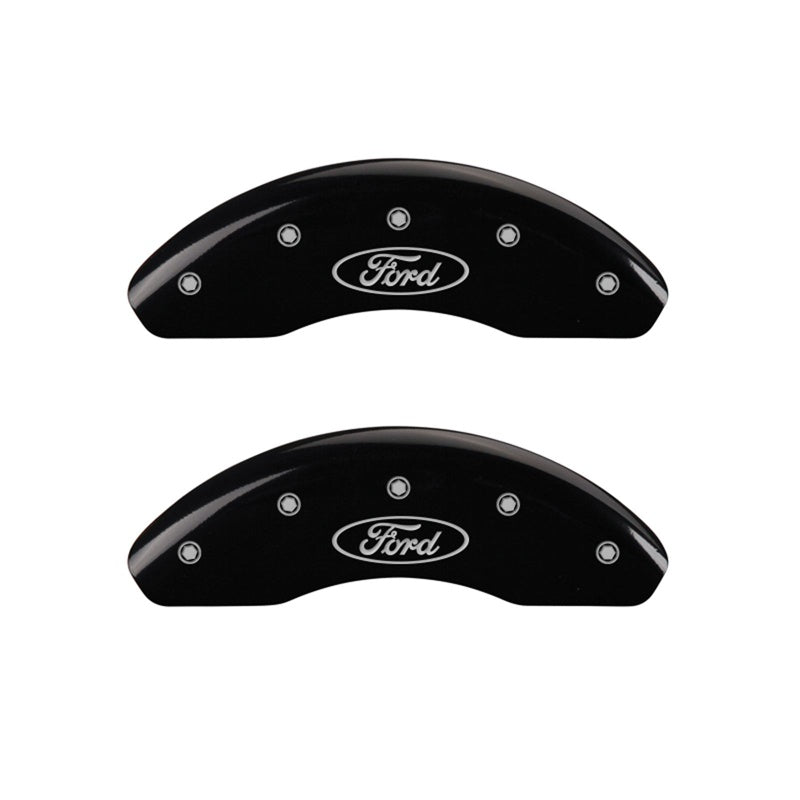 MGP Caliper Covers 10011FFRDBK Front Set of 2: Black finish, Silver Ford Oval Logo