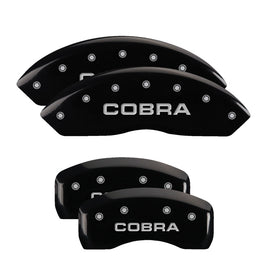 MGP Caliper Covers 10017SCOBBK Set of 4: Black finish, Silver COBRA
