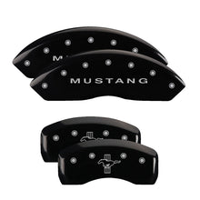 Load image into Gallery viewer, MGP Caliper Covers 10017SMBPBK Set of 4: Black finish, Silver Mustang / Bar &amp; Pony (S197)