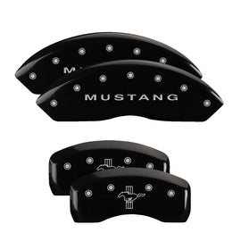 MGP Caliper Covers 10017SMBPBK Set of 4: Black finish, Silver Mustang / Bar & Pony (S197)