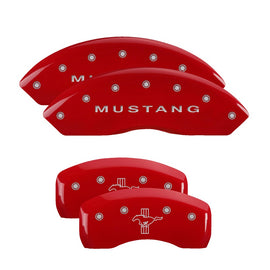MGP Caliper Covers 10017SMBPRD Set of 4: Red finish, Silver Mustang / Bar & Pony (S197)