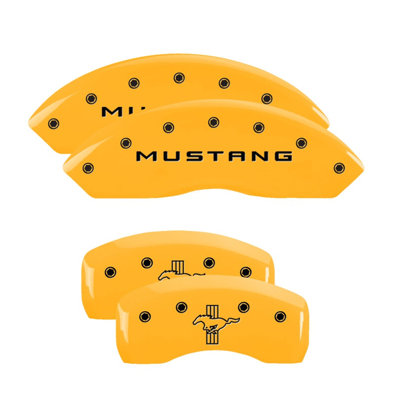 MGP Caliper Covers 10017SMBPYL Set of 4: Yellow finish, Black Mustang / Bar & Pony (S197)