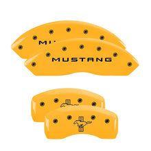 Load image into Gallery viewer, MGP Caliper Covers 10017SMBPYL Set of 4: Yellow finish, Black Mustang / Bar &amp; Pony (S197)