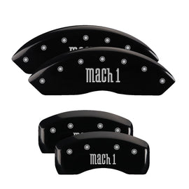 MGP Caliper Covers 10017SMCHBK Set of 4: Black finish, Silver Mach 1