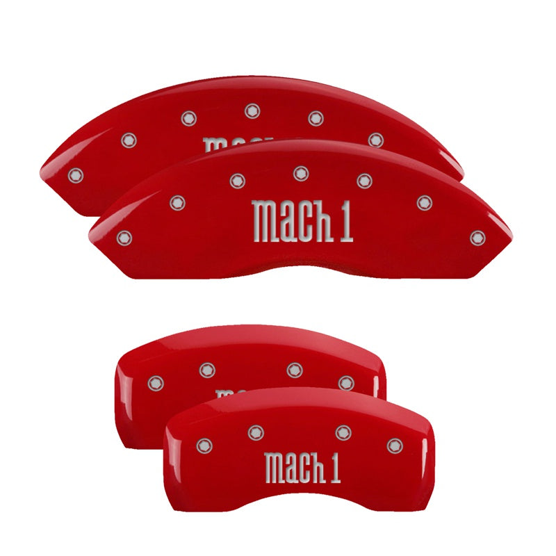 MGP Caliper Covers 10017SMCHRD Set of 4: Red finish, Silver Mach 1