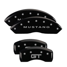 Load image into Gallery viewer, MGP Caliper Covers 10017SMG2BK Set of 4: Black finish, Silver Mustang / GT (S197)