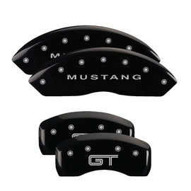 MGP Caliper Covers 10017SMG2BK Set of 4: Black finish, Silver Mustang / GT (S197)
