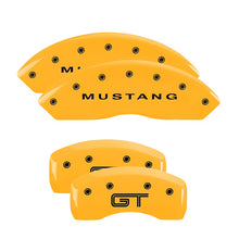 Load image into Gallery viewer, MGP Caliper Covers 10017SMG2YL Set of 4: Yellow finish, Black Mustang / GT (S197)