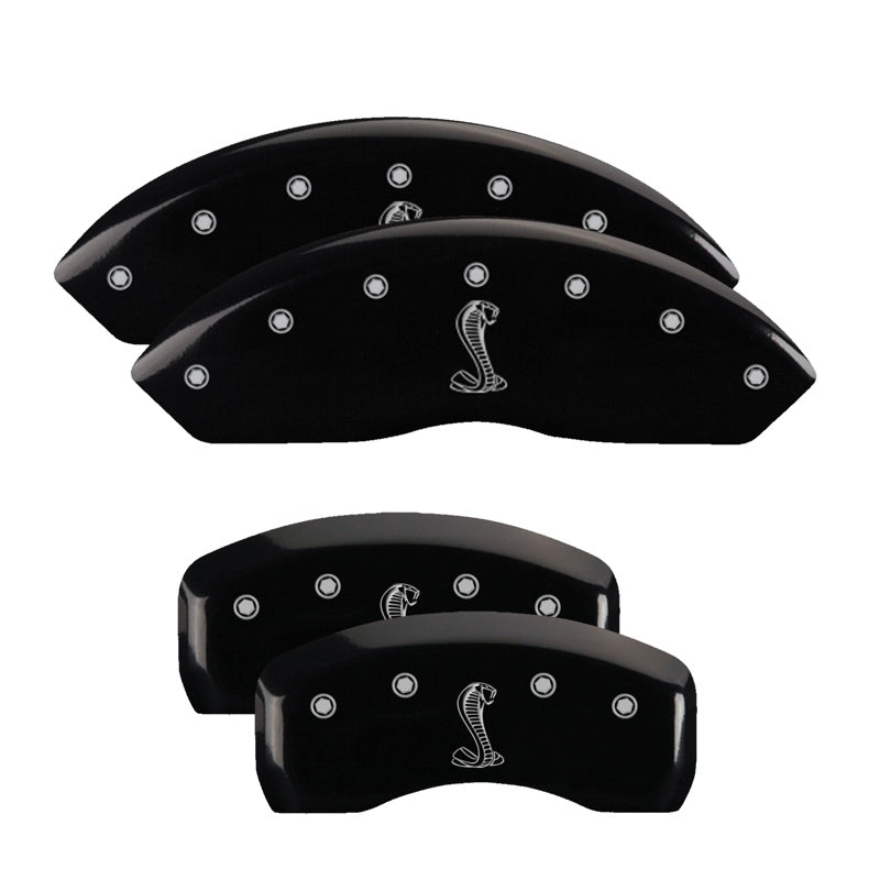MGP Caliper Covers 10017SSNKBK Set of 4: Black finish, Silver Tiffany Snake Logo