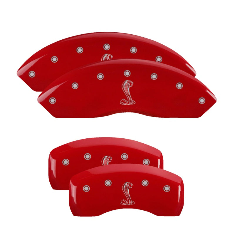 MGP Caliper Covers 10017SSNKRD Set of 4: Red finish, Silver Tiffany Snake Logo