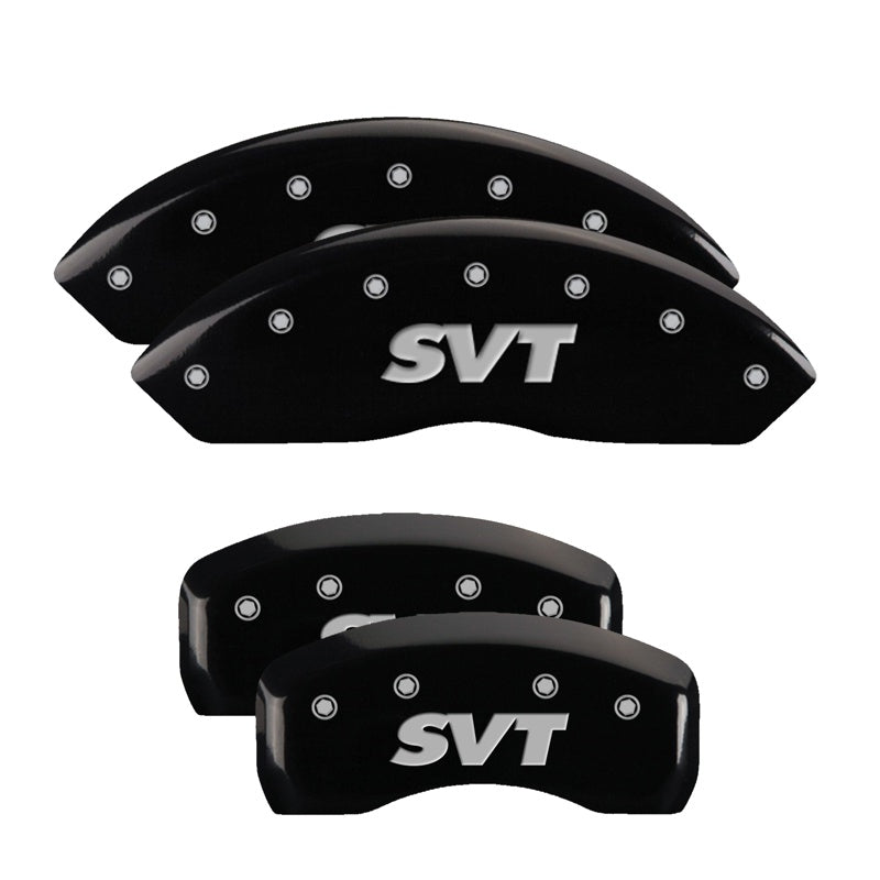 MGP Caliper Covers 10017SSVTBK Set of 4: Black finish, Silver SVT