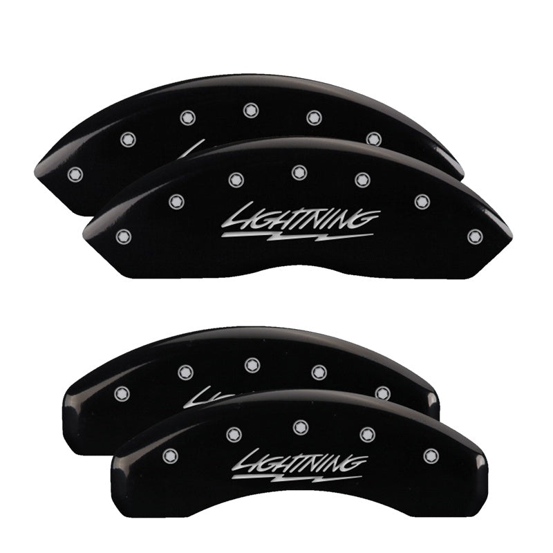 MGP Caliper Covers 10021SLTGBK Set of 4: Black finish, Silver Lightning (F-150)