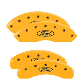 MGP Caliper Covers 10022SFRDYL Set of 4: Yellow finish, Black Ford Oval Logo