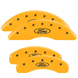MGP Caliper Covers 10023SFRDYL Set of 4: Yellow finish, Black Ford Oval Logo