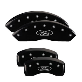 MGP Caliper Covers 10040SFRDBK Set of 4: Black finish, Silver Ford Oval Logo