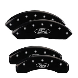 MGP Caliper Covers 10041SFRDBK Set of 4: Black finish, Silver Ford Oval Logo