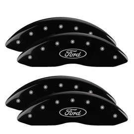 MGP Caliper Covers 10056SFRDBK Set of 4: Black finish, Silver Ford Oval Logo