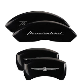 MGP Caliper Covers 10086STDBBK Set of 4: Black finish, Silver Thunderbird / Emblem